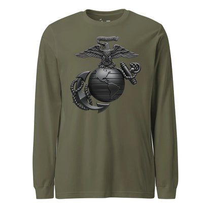 Matte Black Eagle Globe & Anchor Long Sleeve T-Shirt