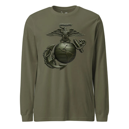 Matte OD Green Eagle Globe & Anchor Long Sleeve T-Shirt