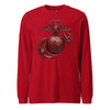 Matte Red Eagle Globe & Anchor Long Sleeve T-Shirt - RED