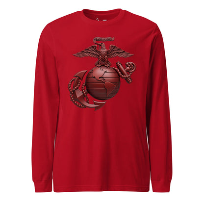 Matte Red Eagle Globe & Anchor Long Sleeve T-Shirt