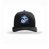 Navy & Silver EGA PVC Patch Structured Trucker - BLACK/WHITE