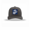 Navy & Silver EGA PVC Patch Structured Trucker - CHARCOAL/WHITE