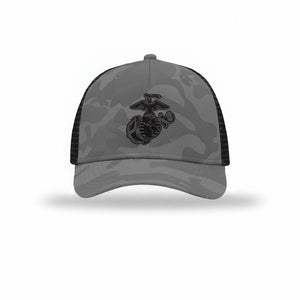 Eagle Globe & Anchor Carbon Fiber Patch Structured Trucker - Leatherneck For Life
