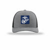 Navy & Silver EGA PVC Patch Structured Trucker - HEATHER GREY/BLACK