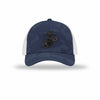 Eagle Globe & Anchor Carbon Fiber Patch Camo Structured Trucker - NAVY CAMO/WHITE