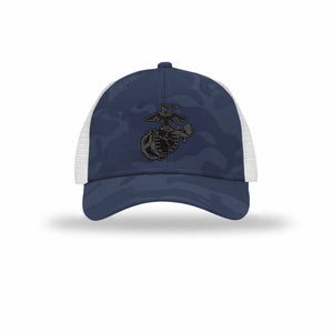 Eagle Globe & Anchor Carbon Fiber Patch Camo Structured Trucker - Leatherneck For Life