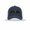 Devil Dog OD Green Patch Camo Structured Trucker - NAVY CAMO/WHITE