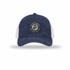 Earned Never Given Carbon Fiber Patch Camo Structured Trucker - NAVY CAMO/WHITE
