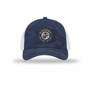 Earned Never Given Carbon Fiber Patch Camo Structured Trucker - Leatherneck For Life