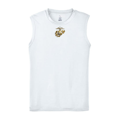 Eagle Globe & Anchor- Gold and Silver Logo Sleeveless Performance Shirt