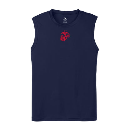 Eagle Globe & Anchor- Red Logo Sleeveless Performance Shirt