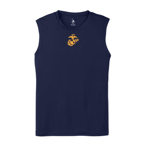Eagle Globe & Anchor Gold Logo Sleeveless Performance Shirt - back view