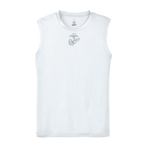 Eagle Globe & Anchor Silver Logo Sleeveless Performance Shirt - front view