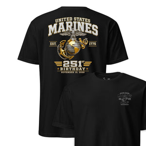 251st USMC Birthday Gold & Silver T-Shirt