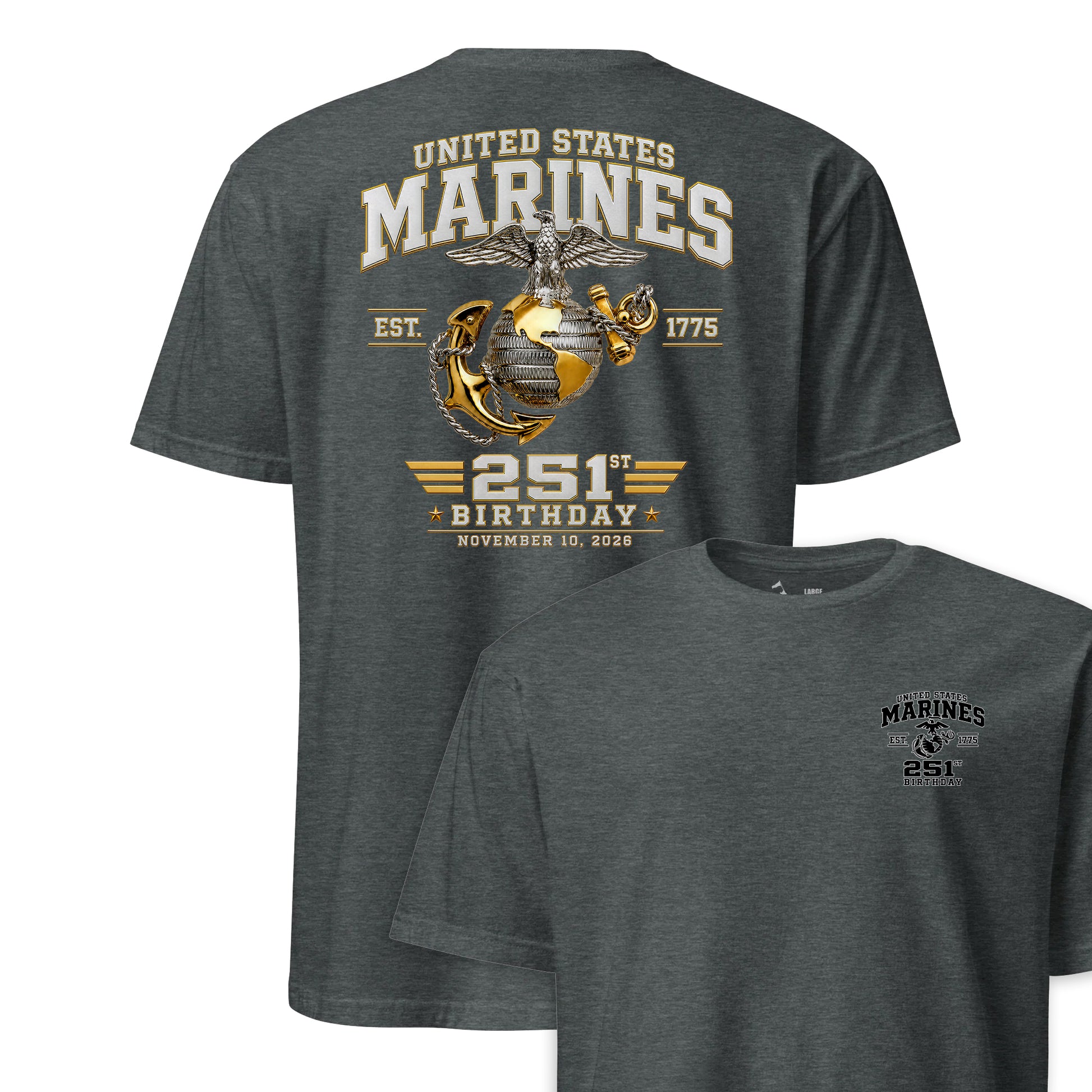 251st USMC Birthday Gold & Silver T-Shirt