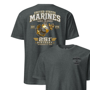 251st USMC Birthday Gold & Silver T-Shirt