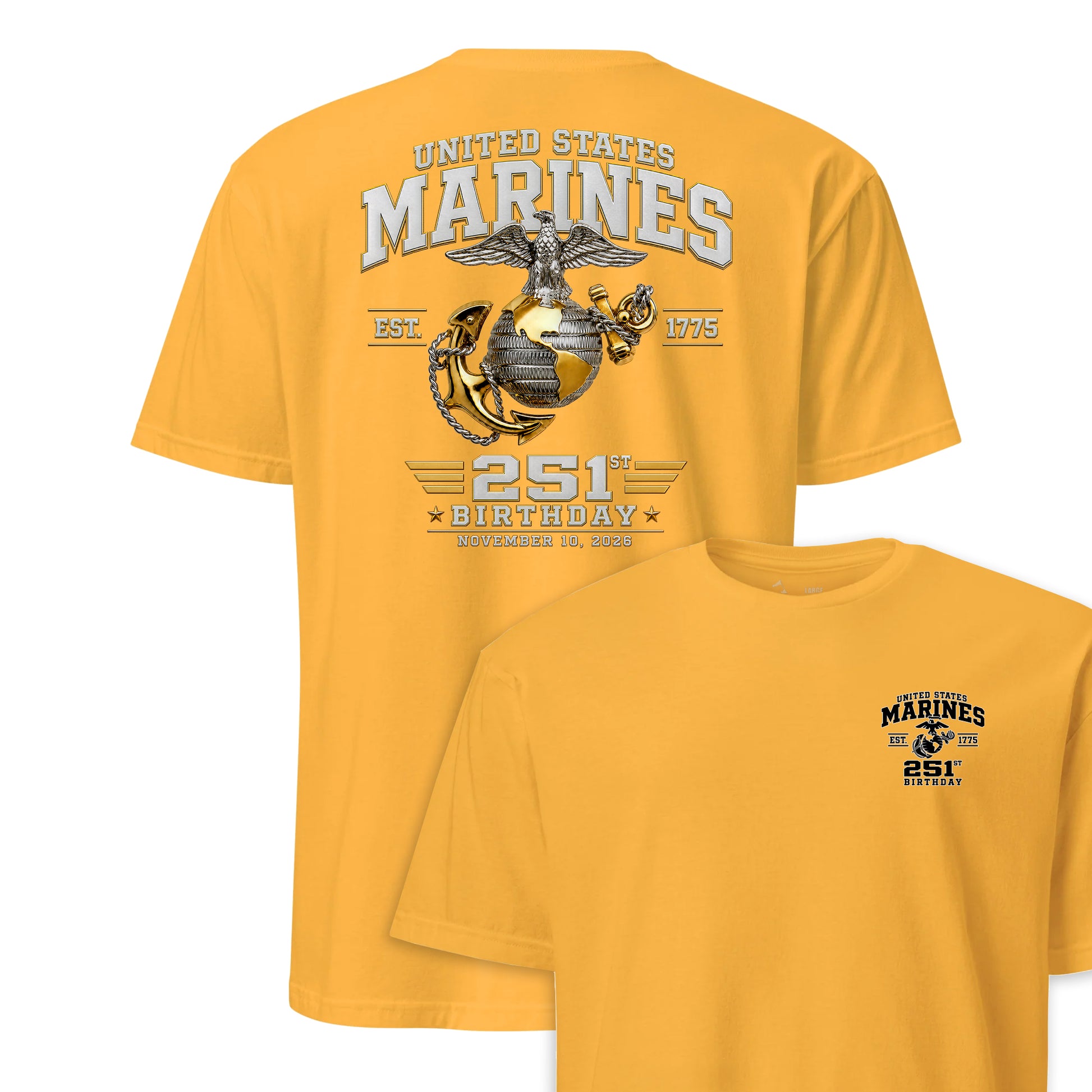 251st USMC Birthday Gold & Silver T-Shirt