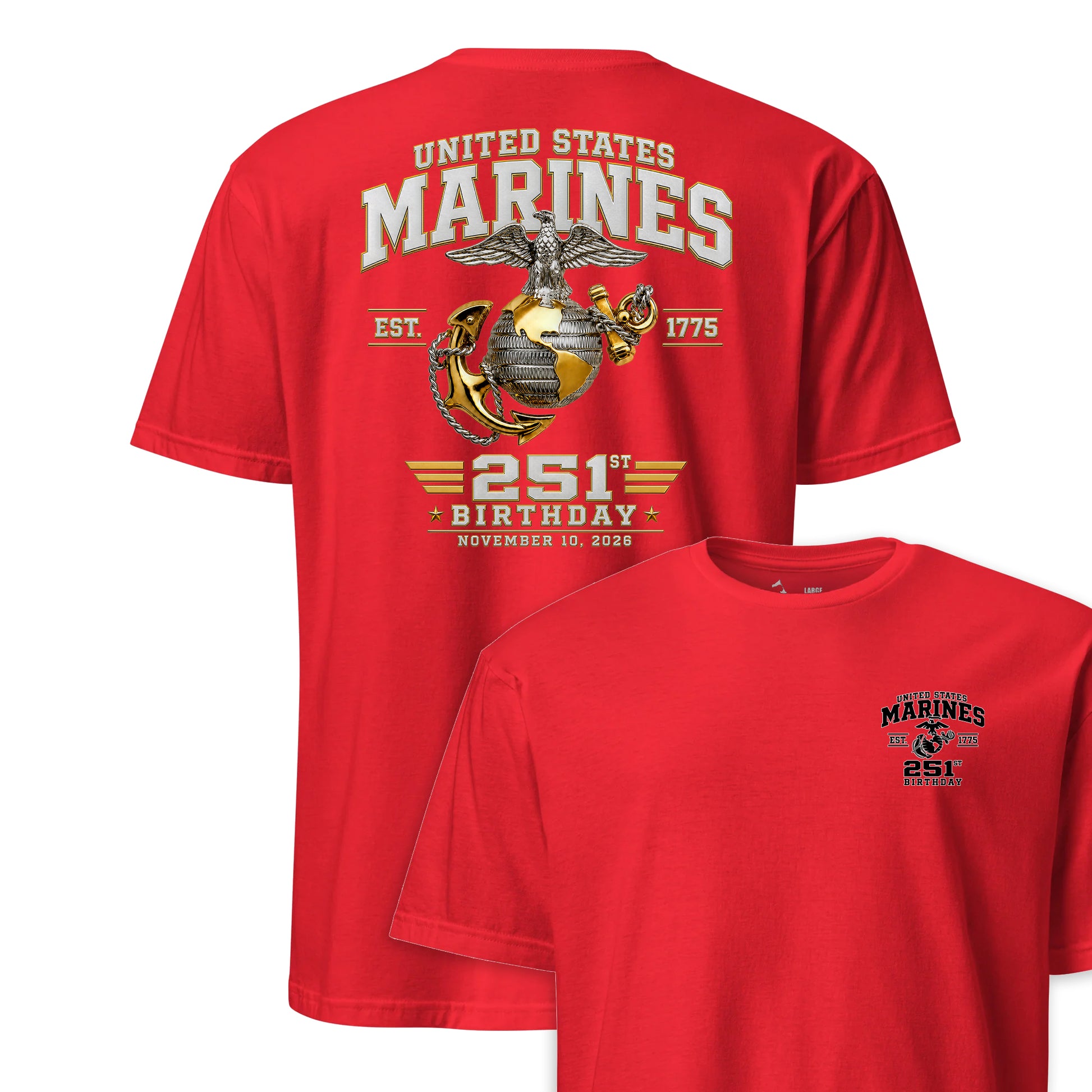 251st USMC Birthday Gold & Silver T-Shirt