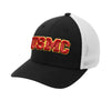 USMC 3D Embroidered Patch Flexfit Structured Trucker - BLACK/WHITE