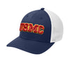 USMC 3D Embroidered Patch Flexfit Structured Trucker - NAVY/WHITE