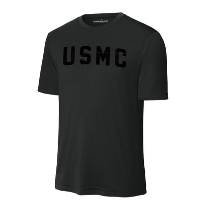 USMC Arch Black Performance T-Shirt