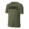 USMC Arch Black Performance T-Shirt - OD GREEN