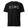 USMC Arch Blackout Woodland Camo T-Shirt - BLACK