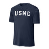 USMC Arch White Performance T-Shirt - NAVY