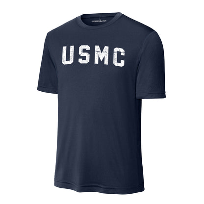USMC Arch White Performance T-Shirt
