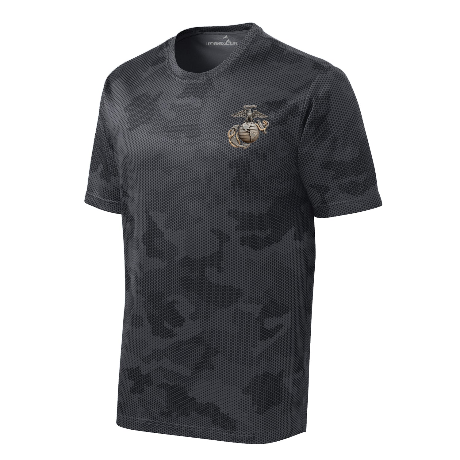Camohex Vintage Wood Eagle Globe & Anchor Left Chest Performance T-Shi