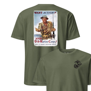 Want Action? Marines Recruiting Poster T-Shirt