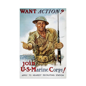 Want Action? Join U.S. Marine Corps! - Poster