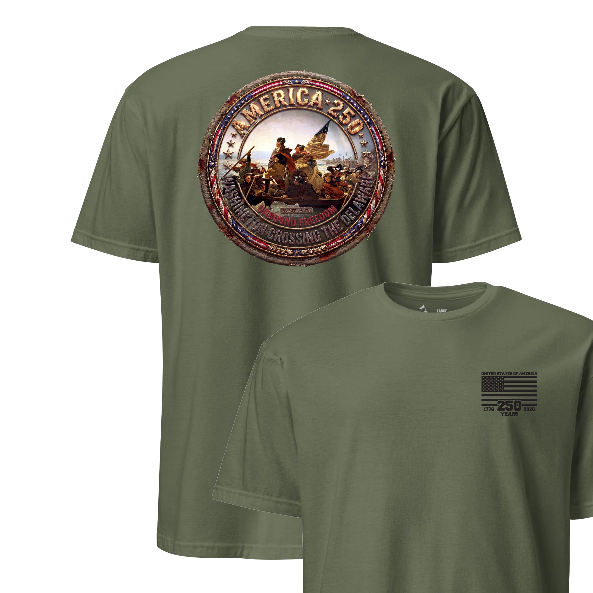 America 250 Washington Crossing the Delaware T-Shirt | USA Made