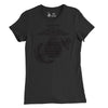 Women's Black Out Eagle Globe and Anchor T-Shirt - BLACK