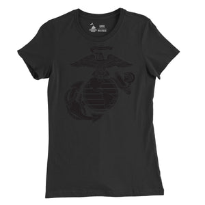 Women's Black Out Eagle Globe and Anchor T-Shirt