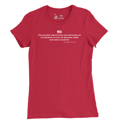 Women's The Highest Obligation Patton Quote T-Shirt
