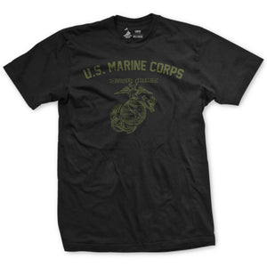 WW2 Vintage USMC Training T-Shirt in black with OD Green - USA made USMC apparel