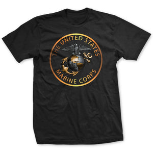 Black and Bronze EGA T-Shirt in Black - USMC unit tee