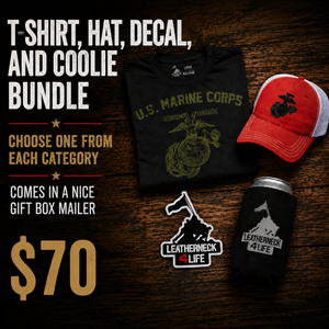 Best of the Best Marine Corps Bundle- T-Shirt, Hat, Decal & Coolie Gift Box- Leatherneck For Life