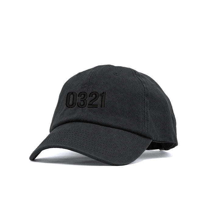 0321 Blackout Unstructured Hat with 3D embroidery- Black Hat w/ Black