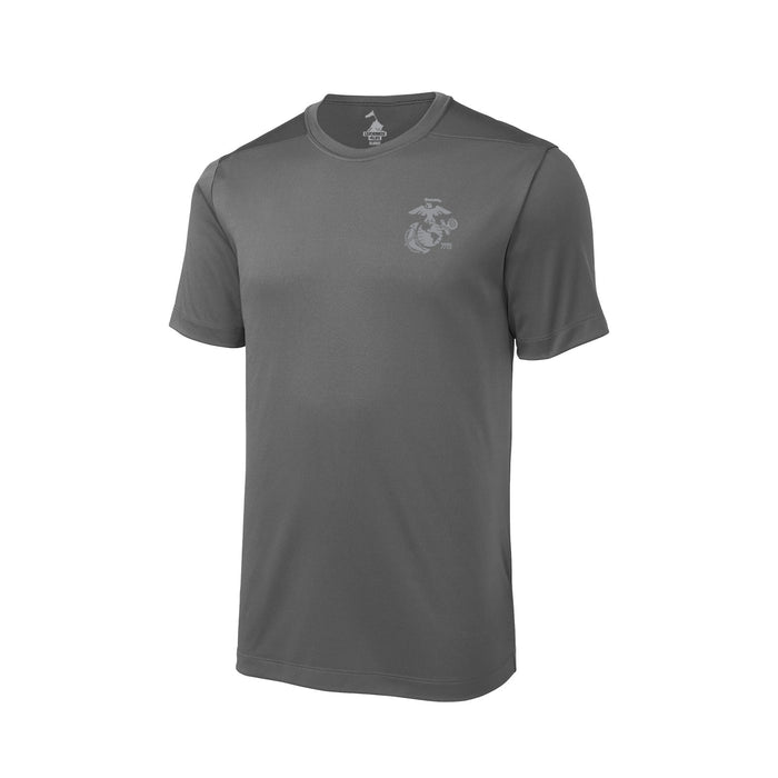 Left Chest Eagle, Globe, and Anchor Established Performance T-Shirt - Grey