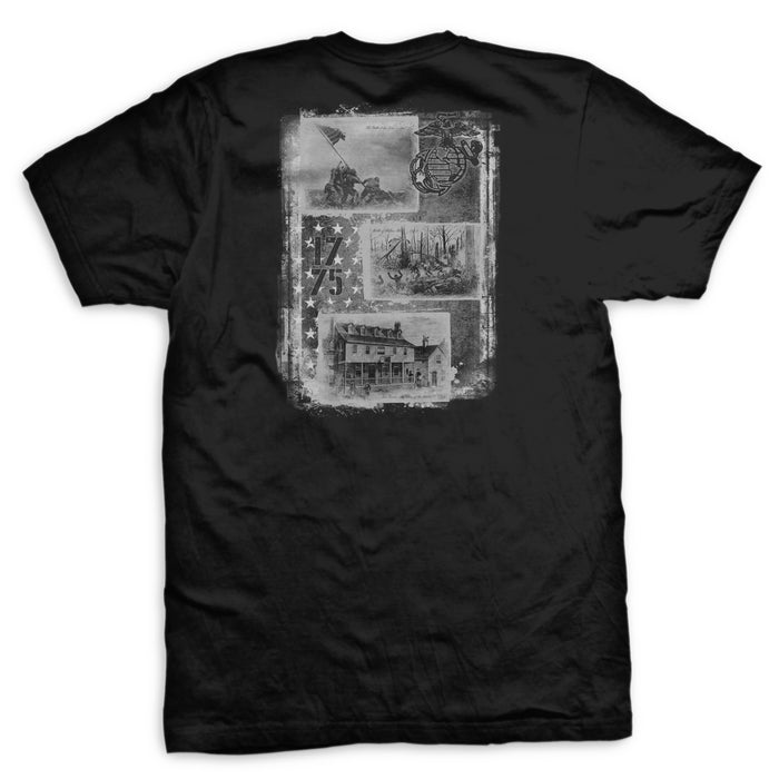 USMC History Vintage T-Shirt - Black